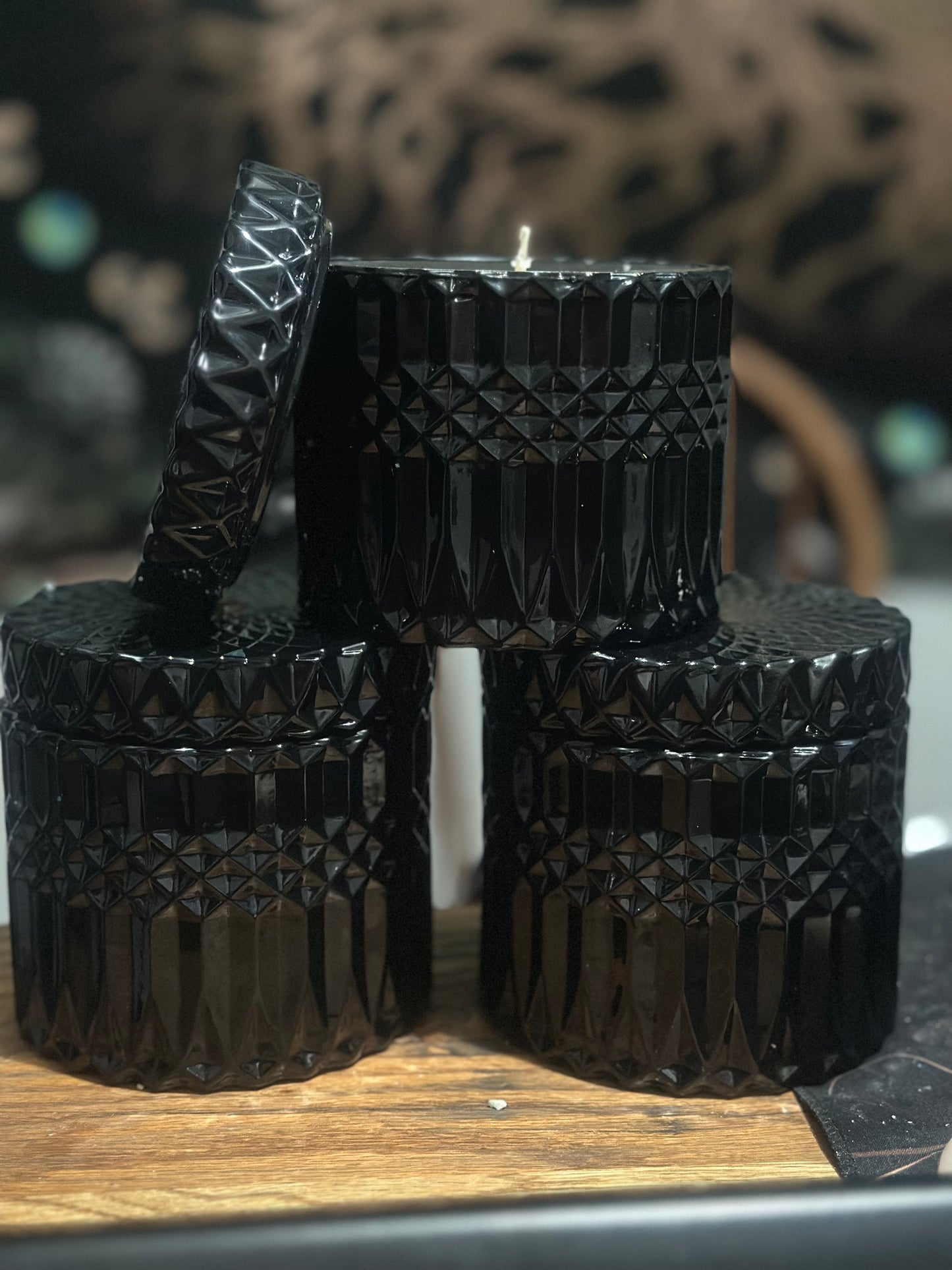 Black Cut Crystal Candles