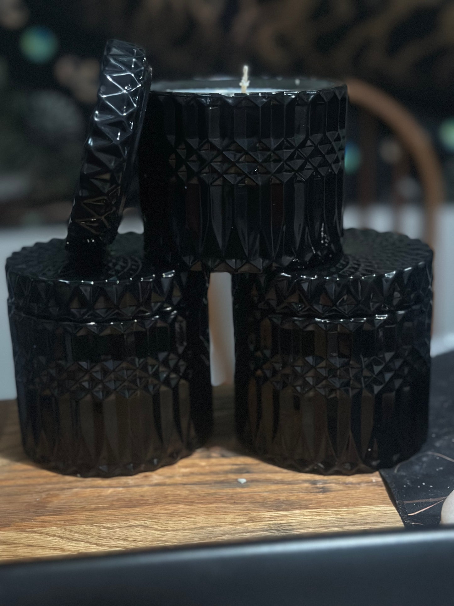 Black Cut Crystal Candles